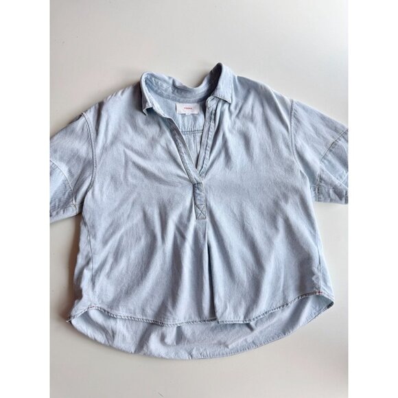 XIRENA Chayse Blue Dove Cotton Denim Cropped Shirt Blouse Top, Size S - Picture 4 of 12